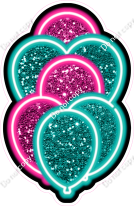 NEON - Hot Pink & Teal XL Balloon Bundle - Sparkle