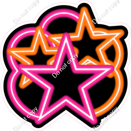NEON - Hot Pink & Orange Balloon & Star Bundle