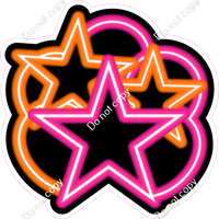 NEON - Hot Pink & Orange Balloon & Star Bundle
