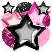 Sparkle Hot Pink, Baby Pink, Black Balloon & Star Bundle
