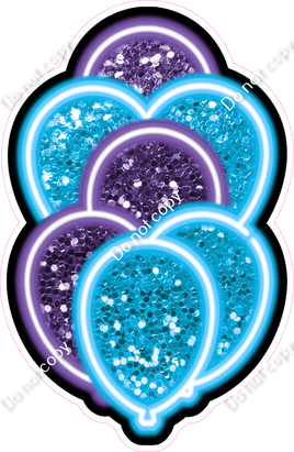 NEON - Purple & Caribbean XL Balloon Bundle - Sparkle