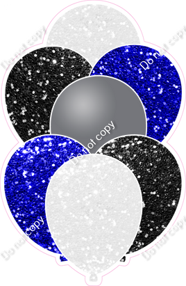 Black, Blue, Grey, White XL Balloon Bundle