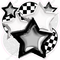 Black & White Checker Balloon & Star Bundle