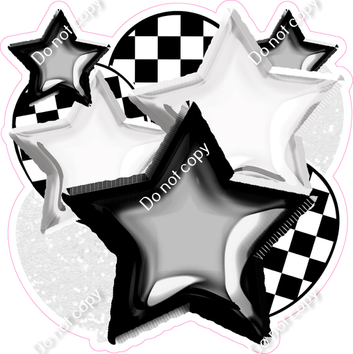 Black & White Checker Balloon & Star Bundle| Sign Swag USA
