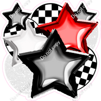 Black, White, Red, Checkered Balloon & Star Bundle