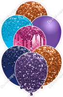 Hot Pink, Orange, Caribbean, Purple XL Balloon Bundle