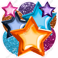 Hot Pink, Orange, Caribbean, Purple Balloon & Star Bundle