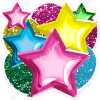 Hot Pink, Caribbean, Yellow, Green Balloon & Star Bundle