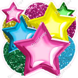 Hot Pink, Caribbean, Yellow, Green Balloon & Star Bundle