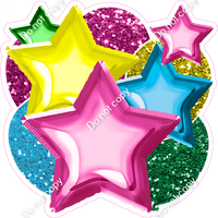 Hot Pink, Caribbean, Yellow, Green Balloon & Star Bundle