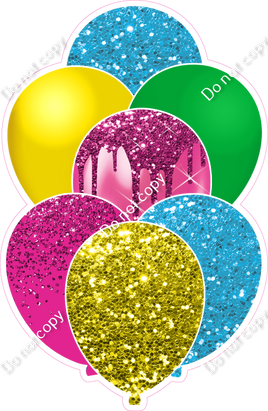 Hot Pink, Caribbean, Yellow, Green  XL Balloon Bundle