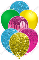 Hot Pink, Caribbean, Yellow, Green  XL Balloon Bundle