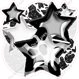 Black & White Cow Print Balloon & Star Bundle