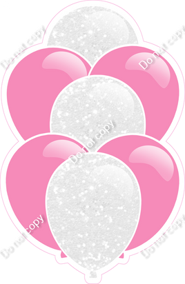 Flat Bubblegum & White Sparkle Bubblegum Balloon Bundle with Highlight