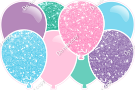 Mint, Baby Pink, Lavender, & Baby Blue Horizontal Balloon Panel