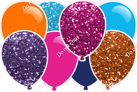 Hot Pink, Orange, Caribbean, Purple Horizontal Balloon Panel