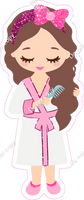 Light Skin Tone Spa Girl in Robe - Brown Hair