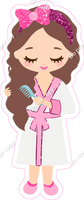 Light Skin Tone Spa Girl in Robe - Brown Hair