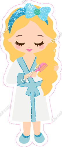 Light Skin Tone Spa Girl in Robe - Blonde Hair