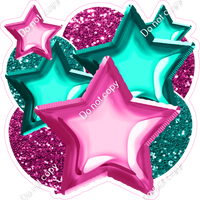 Hot Pink & Teal Balloon & Star Bundle