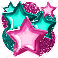 Hot Pink & Teal Balloon & Star Bundle