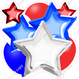 Flat Red, White & Blue Balloon Star Bundle