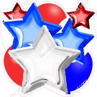 Flat Red, White & Blue Balloon Star Bundle