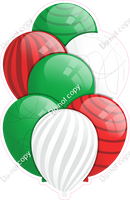 Red, Green, White Balloons - Flat Accents