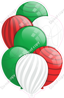 Red, Green, White Balloons - Flat Accents