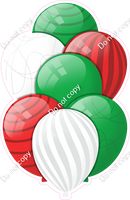 Red, Green, White Balloons - Flat Accents