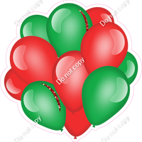 Flat - Green & Red Balloon Cluster w/ Variants