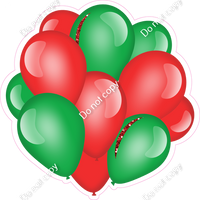 Flat - Green & Red Balloon Cluster w/ Variants