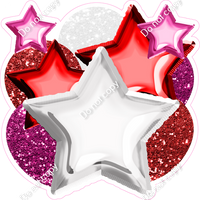 Red, Hot Pink and White Balloon & Star Bundle