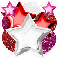 Red, Hot Pink and White Balloon & Star Bundle