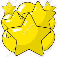 Cartoon Balloon Star Bundle - Yellow