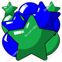 Cartoon Balloon Star Bundle - Green & Blue