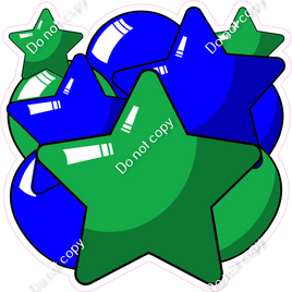 Cartoon Balloon Star Bundle - Green & Blue