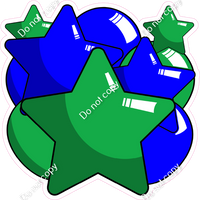 Cartoon Balloon Star Bundle - Green & Blue