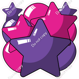 Cartoon Balloon Star Bundle - Purple & Hot Pink