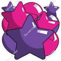 Cartoon Balloon Star Bundle - Purple & Hot Pink