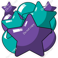 Cartoon Balloon Star Bundle - Purple & Teal