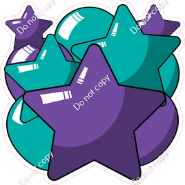 Cartoon Balloon Star Bundle - Purple & Teal