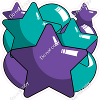 Cartoon Balloon Star Bundle - Purple & Teal