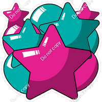 Cartoon Balloon Star Bundle - Hot Pink & Teal