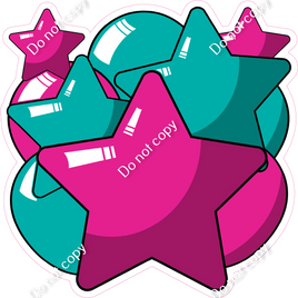 Cartoon Balloon Star Bundle - Hot Pink & Teal