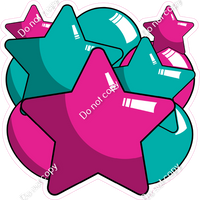 Cartoon Balloon Star Bundle - Hot Pink & Teal