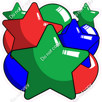 Cartoon Balloon Star Bundle - Green, Blue, Red