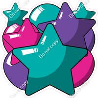 Cartoon Balloon Star Bundle - Teal, Hot Pink, Purple