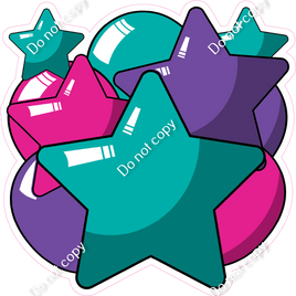 Cartoon Balloon Star Bundle - Teal, Hot Pink, Purple