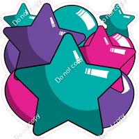 Cartoon Balloon Star Bundle - Teal, Hot Pink, Purple